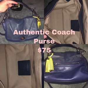 Blue and yellow Coach purse
